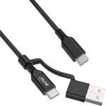 InLine Cavo USB-C 2 in 1  adattatore USB-A - USB 2.0 - 100 W - TPE - nero - 2 m - 2 m - USB C - USB C - USB 2