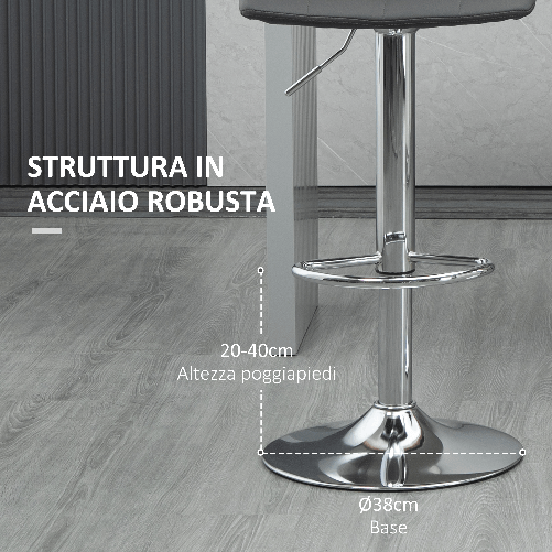 HOMCOM-Set-2-Sgabelli-da-Bar-Girevoli-in-Similpelle-con-Schienale-e-Poggiapiedi-42x45x89-110cm-Grigio