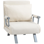 HOMCOM Poltrona Letto 2 in 1 con Schienale Inclinabile in 5 Posizioni, 65�69�82cm, Beige