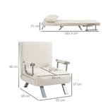 HOMCOM-Poltrona-Letto-2-in-1-con-Schienale-Inclinabile-in-5-Posizioni-65×69×82cm-Beige