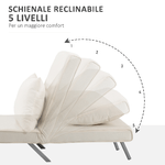 HOMCOM-Poltrona-Letto-2-in-1-con-Schienale-Inclinabile-in-5-Posizioni-65×69×82cm-Beige