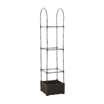 Outsunny Fioriera da Esterno con Vaso Autoirrigante e Griglia Scaffale per Piante Rampicanti Marrone e Nero, 40x40x177cm