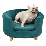 PawHut Divano per Cani Imbottito con Schienale e Cuscino Rimovibile, Cuccia per Gatto da Interno, 65x64x37cm, Verde