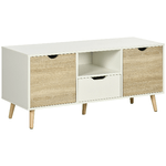 HOMCOM-Mobile-TV-Moderno-max-50--in-Truciolato-con-Cassetti-Ripiani-Aperti-e-Armadietti-110x40x50-cm-Bianco-e-Colore-Legno