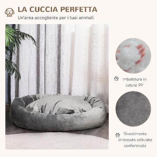 PawHut-Cuccia-per-Cani-Imbottita-con-Bordi-Rialzati-e-Rivestimento-Sfoderabile-132x89x28cm-Grigio-Scuro