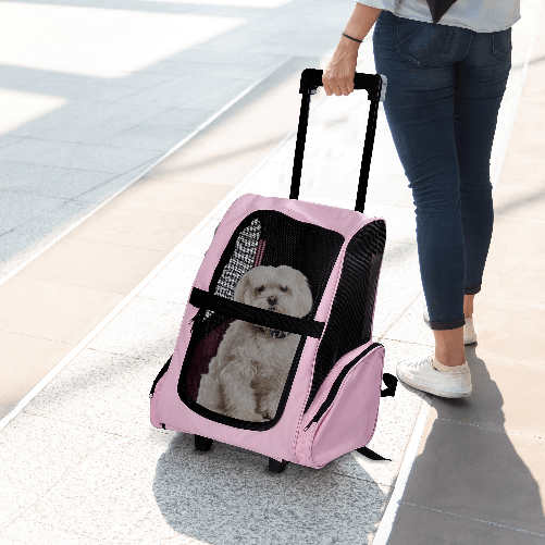 PawHut-Trasportino-Zaino-2-in-1-per-Cani-e-Gatti-con-Tasche-Laterali-Maniglia-Telescopica-e-Ruote-42x25x55cm-Rosa