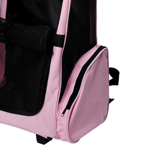 PawHut-Trasportino-Zaino-2-in-1-per-Cani-e-Gatti-con-Tasche-Laterali-Maniglia-Telescopica-e-Ruote-42x25x55cm-Rosa