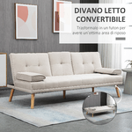 HOMCOM-Divano-Letto-3-Posti-Reclinabile-con-Rivestimento-Effetto-Lino-e-Tavolino-a-Ribalta-Beige