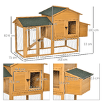 PawHut-Gabbia-per-Galline-con-Casetta-e-Area-Aperta-Nido-con-Tetto-Apribile-e-Rete-Metallica-Pollaio-in-Legno-Giallo-168x75x103cm