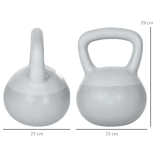 SPORTNOW-Kettlebell-10kg-in-PVC-e-Sabbia-Metallica-per-Allenamento-Spalle-e-Bicipiti-22x22x29-cm-Grigio