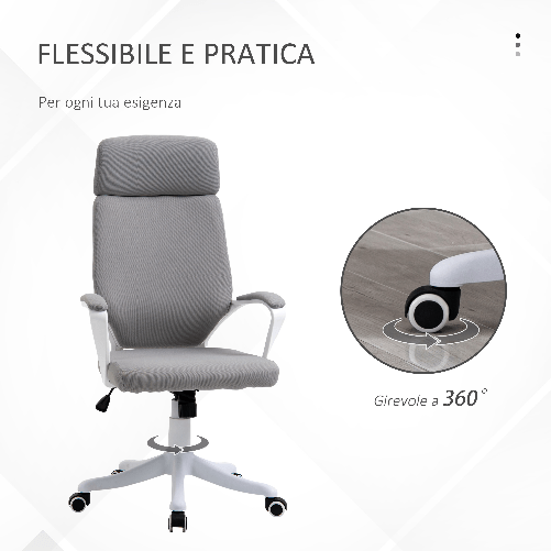 Vinsetto-Sedia-da-Ufficio-Girevole-con-Poggiatesta-Poltrona-con-Altezza-Regolabile-e-Funzione-Dondolo-63x65x112-120cm-Grigio-Chiaro