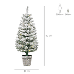 HOMCM-Albero-di-Natale-Artificiale-Innevato-con-Luci-LED-Bianche-e-116-Rami-Base-con-Vaso-Rimovibile-90cm---Verde