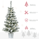 HOMCM-Albero-di-Natale-Artificiale-Innevato-con-Luci-LED-Bianche-e-116-Rami-Base-con-Vaso-Rimovibile-90cm---Verde