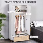 HOMCOM-Armadio-a-Due-Ante-in-Legno-con-1-Ripiano-1-Appendiabiti-2-Cassetti-con-Maniglie-Intagliate-Bianco-80x40x180cm