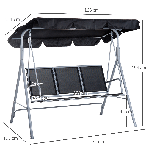Outsunny-Dondolo-da-Giardino-a-3-Posti-in-Metallo-Tetto-Parasole-Rimovibile-e-Lavabile-Nero-e-Argento-171x108x154cm