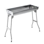 Outsunny Griglia BBQ a Carbonella, Barbecue Portatile e Pieghevole in Acciaio Inox 73�33�71cm