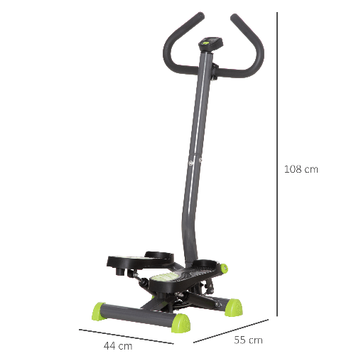 HOMCOM-Stepper-con-Manubrio-e-Monitor-LCD-Pedali-Antiscivolo-e-Struttura-in-Acciaio-e-ABS---Grigio-Verde