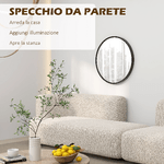 HOMCOM-Specchio-Rotondo-da-Parete-Moderno-in-Lega-di-Alluminio-Ø61cm-Nero