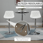 HOMCOM-Set-2-Sgabelli-da-Bar-Altezza-Regolabile-con-Base-in-Metallo-e-Seduta-in-Pelle-PU-Sgabelli-Moderni-con-Schienale-e-Poggiapiedi-46x48x83-104cm-Bianco