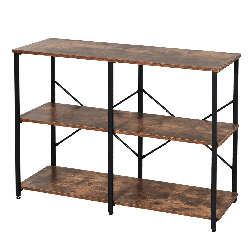 HOMCOM-Scaffale-Libreria-dal-Design-Industriale-con-3-Ripiani-Scaffalatura-in-Pannelli-Truciolari-e-Telaio-in-Metallo-120-x-30-x-76-cm
