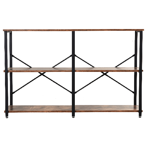 HOMCOM-Scaffale-Libreria-dal-Design-Industriale-con-3-Ripiani-Scaffalatura-in-Pannelli-Truciolari-e-Telaio-in-Metallo-120-x-30-x-76-cm