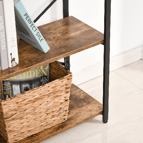 HOMCOM-Scaffale-Libreria-dal-Design-Industriale-con-3-Ripiani-Scaffalatura-in-Pannelli-Truciolari-e-Telaio-in-Metallo-120-x-30-x-76-cm