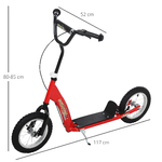 HOMCOM-Monopattino-con-Manubrio-Regolabile-Ruote-Grandi-Freno-e-Telaio-in-Acciaio-Rosso