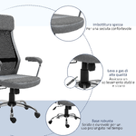 Vinsetto-Sedia-da-Ufficio-Ergonomica-Girevole-Altezza-Regolabile-e-Dondolamento-in-Tessuto-a-Rete-Grigio