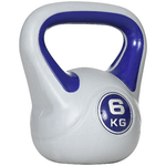 SPORTNOW Kettlebell 6kg con Rivestimento Morbido e Base Piatta in PU e Sabbia, 20x13x22cm, Viola