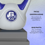 SPORTNOW-Kettlebell-6kg-con-Rivestimento-Morbido-e-Base-Piatta-in-PU-e-Sabbia-20x13x22cm-Viola