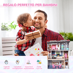 HOMCOM-Casa-delle-Bambole-in-Legno-a-3-Piani-con-Ascensore-Scala-e-13-Accessori-per-Bambini-3-6-Anni-60x30x80cm---Rosa