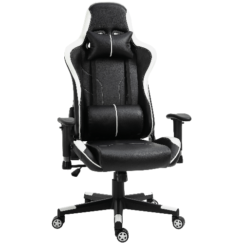 Vinsetto Sedia da Gaming poltrona girevole da Ufficio Ergonomica con  Altezza Regolabile, Base Fissa, Braccioli Pieghevoli Nero e Bianco Ufficio,  Regolabile