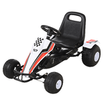 HOMCOM Go-Kart a Pedali Bianco e Rosso per Bambini 3-8 Anni con Sedile Regolabile