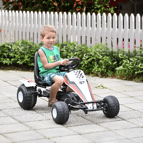 HOMCOM-Go-Kart-a-Pedali-Bianco-e-Rosso-per-Bambini-3-8-Anni-con-Sedile-Regolabile