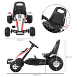 HOMCOM-Go-Kart-a-Pedali-Bianco-e-Rosso-per-Bambini-3-8-Anni-con-Sedile-Regolabile