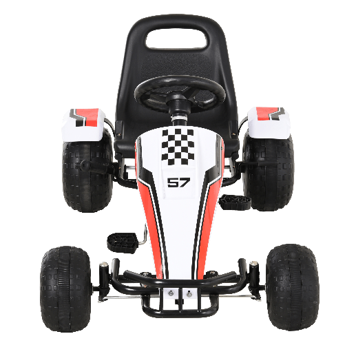 HOMCOM-Go-Kart-a-Pedali-Bianco-e-Rosso-per-Bambini-3-8-Anni-con-Sedile-Regolabile