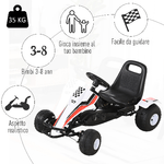 HOMCOM-Go-Kart-a-Pedali-Bianco-e-Rosso-per-Bambini-3-8-Anni-con-Sedile-Regolabile