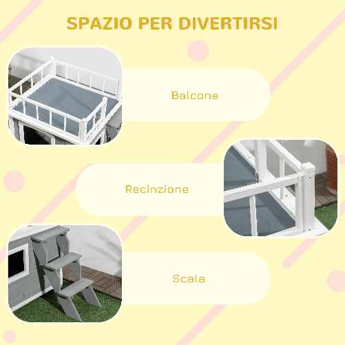 Pawhut-Casetta-per-Cani-con-Terrazza-Scaletta-e-Finestra-121x77x78cm-Grigio-chiaro