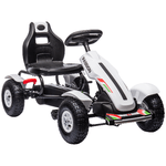 HOMCOM Go Kart a Pedali per Bambini 5-12 Anni in Plastica e Metallo con Sedile Regolabile e Freno a Mano, 121x58x61 cm