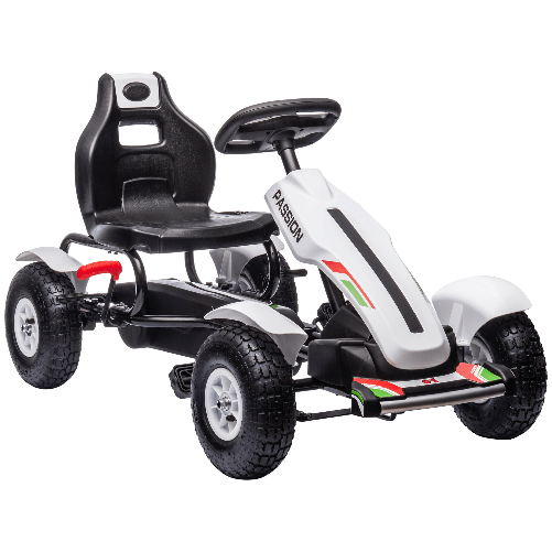 HOMCOM-Go-Kart-a-Pedali-per-Bambini-5-12-Anni-in-Plastica-e-Metallo-con-Sedile-Regolabile-e-Freno-a-Mano-121x58x61-cm