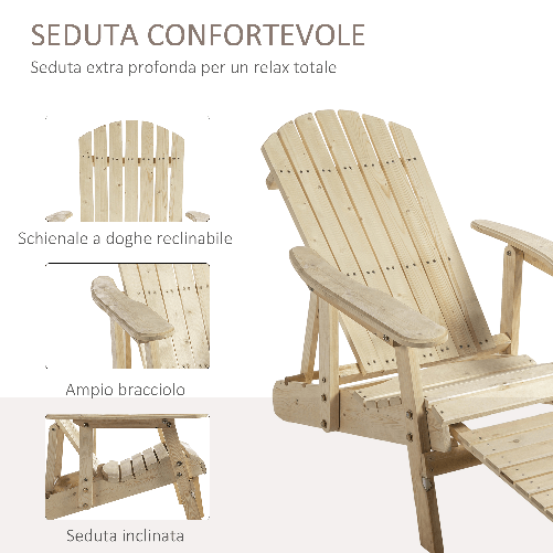 Outsunny-Sedia-a-Sdraio-Adirondack-da-Giardino-Pieghevole-Regolabile-con-Poggiapiedi-70-x-175-x-89cm