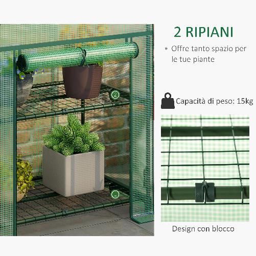 Outsunny-Mini-Serra-da-Giardino-con-2-Ripiani-in-Metallo-e-Copertura-in-PE-69x49x92cm-Verde