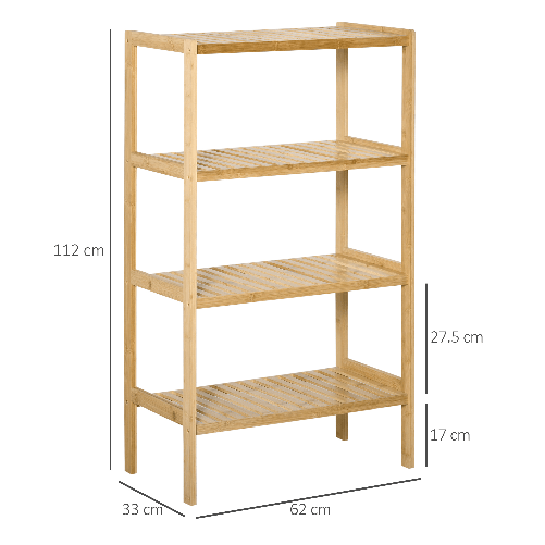 HOMCOM-Mobile-Multiuso-4-Livelli-Salvaspazio-in-Bambu-per-Bagno-e-Salotto-62x33x112cm