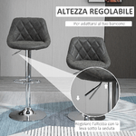 HOMCOM-Set-2-Sgabelli-da-Bar-con-Altezza-Regolabile-Base-in-Metallo-e-Seduta-Similpelle-Sgabelli-Alti-Moderni-Girevoli-con-Schienale-e-Poggiapiedi-46x48x83-104cm-Grigio-Scuro