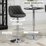 HOMCOM-Set-2-Sgabelli-da-Bar-con-Altezza-Regolabile-Base-in-Metallo-e-Seduta-Similpelle-Sgabelli-Alti-Moderni-Girevoli-con-Schienale-e-Poggiapiedi-46x48x83-104cm-Grigio-Scuro