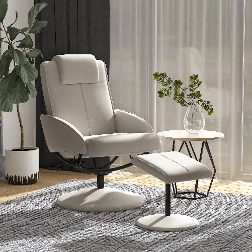 HOMCOM-Poltrona-Sedia-Relax-Reclinabile-con-Sgabello-Poggiapiedi-in-Pelle-Finta-per-Soggiorno-o-Studio-78×67×98-cm-Grigia