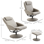 HOMCOM-Poltrona-Sedia-Relax-Reclinabile-con-Sgabello-Poggiapiedi-in-Pelle-Finta-per-Soggiorno-o-Studio-78×67×98-cm-Grigia