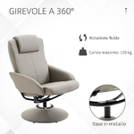 HOMCOM-Poltrona-Sedia-Relax-Reclinabile-con-Sgabello-Poggiapiedi-in-Pelle-Finta-per-Soggiorno-o-Studio-78×67×98-cm-Grigia