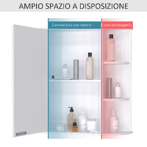 HOMCOM-Mobiletto-Pensile-da-Bagno-Armadietto-Bagno-con-Specchio-Anta-Centrale-e-Mensole-in-Legno-Bianco--60-x-17-x-63-cm-