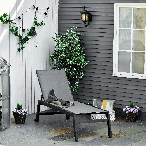 Outsunny-Lettino-Sdraio-Prendisole-in-Alluminio-e-Texteline-Schienale-Regolabile-Grigio-e-Nero-2-Ruote-169x65x102cm
